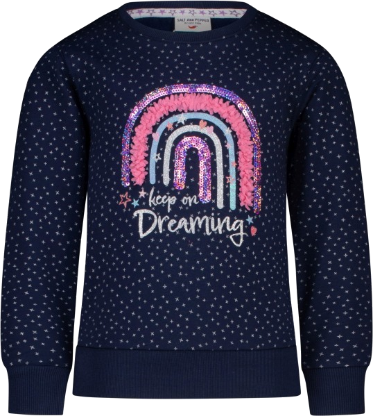 Salt and Pepper Sweatshirt mit Regenbogen Applikation für Mädchen