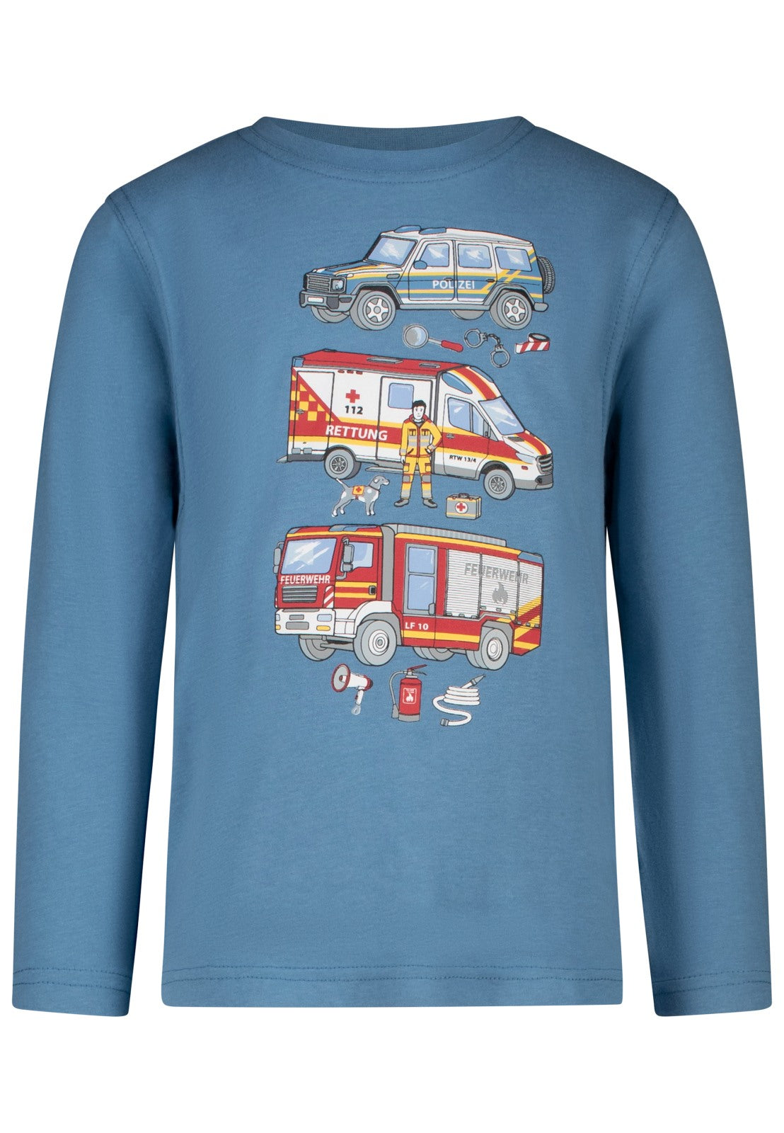 Salt and Pepper Langarmshirt mit Rettungsfahrzeugen Print für Jungen