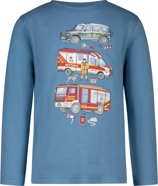 Salt and Pepper Langarmshirt mit Rettungsfahrzeugen Print für Jungen