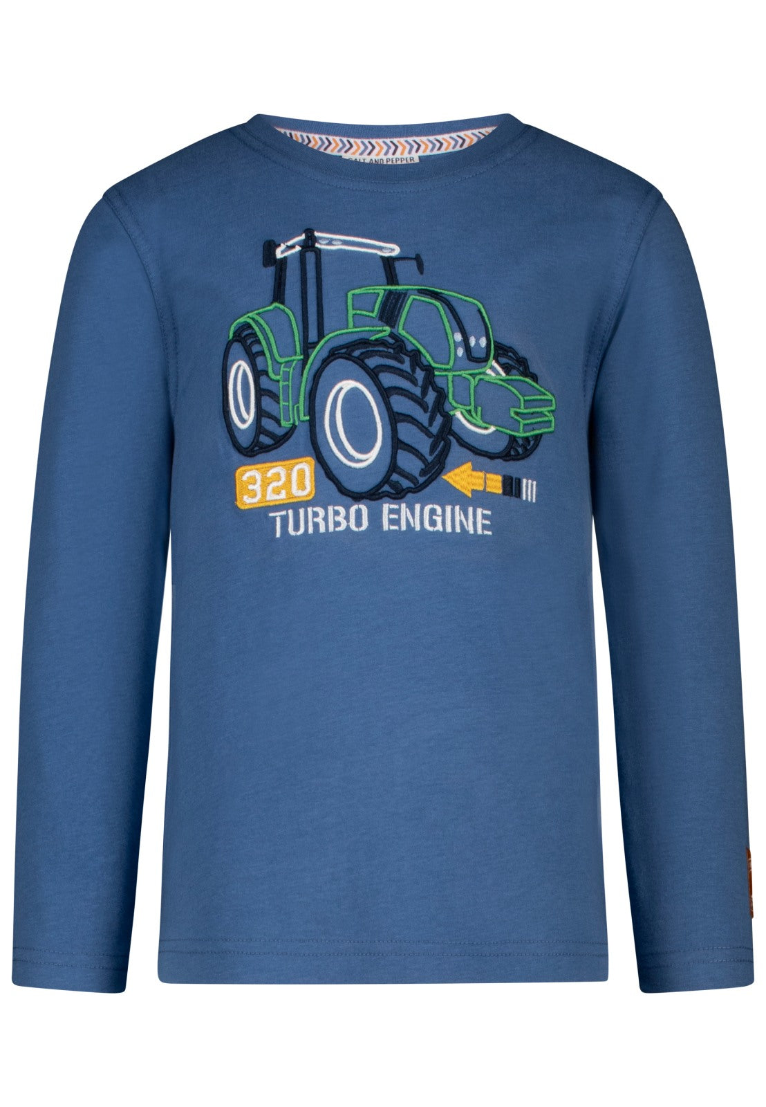 Salt and Pepper Langarmshirt mit Traktor 3D Stickerei für Jungen