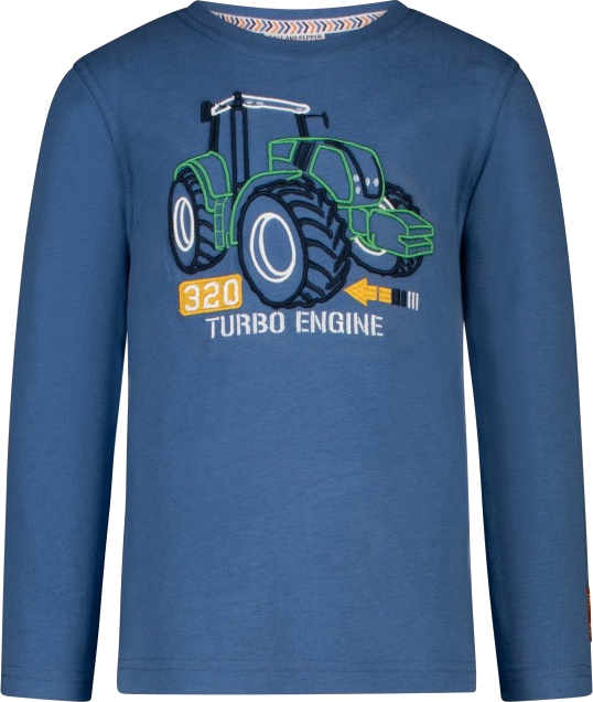 Salt and Pepper Langarmshirt mit Traktor 3D Stickerei für Jungen