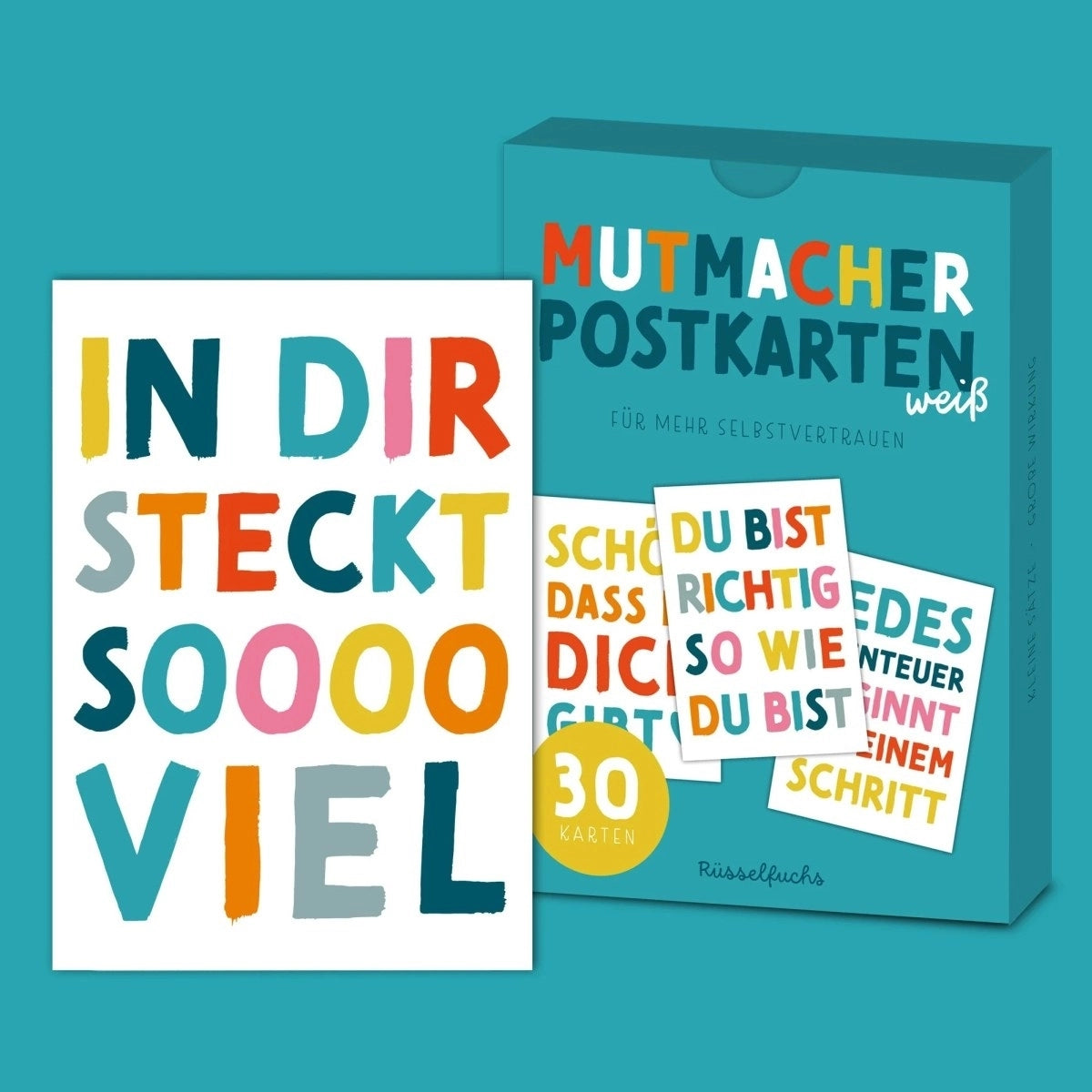 Rüsselfuchs Postkarten-Set "Mutmacher Postkarten weiß" (15 x 2 St.)