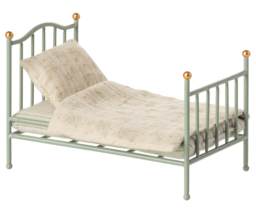 Maileg Vintage Einzelbett, Maus - Mint