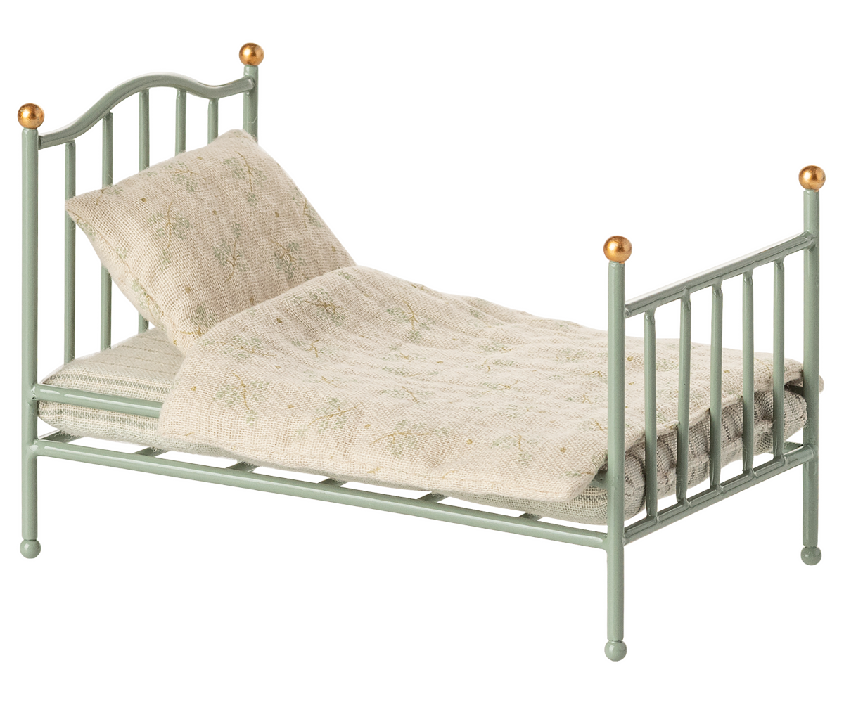 Maileg Vintage Einzelbett, Maus - Mint