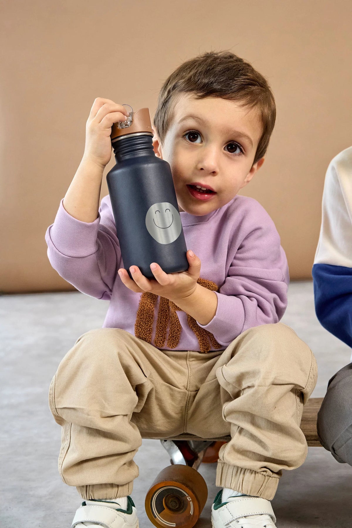 Lässig Edelstahl Kinder Trinkflasche 500 ml - Little Gang, Smile, Blau