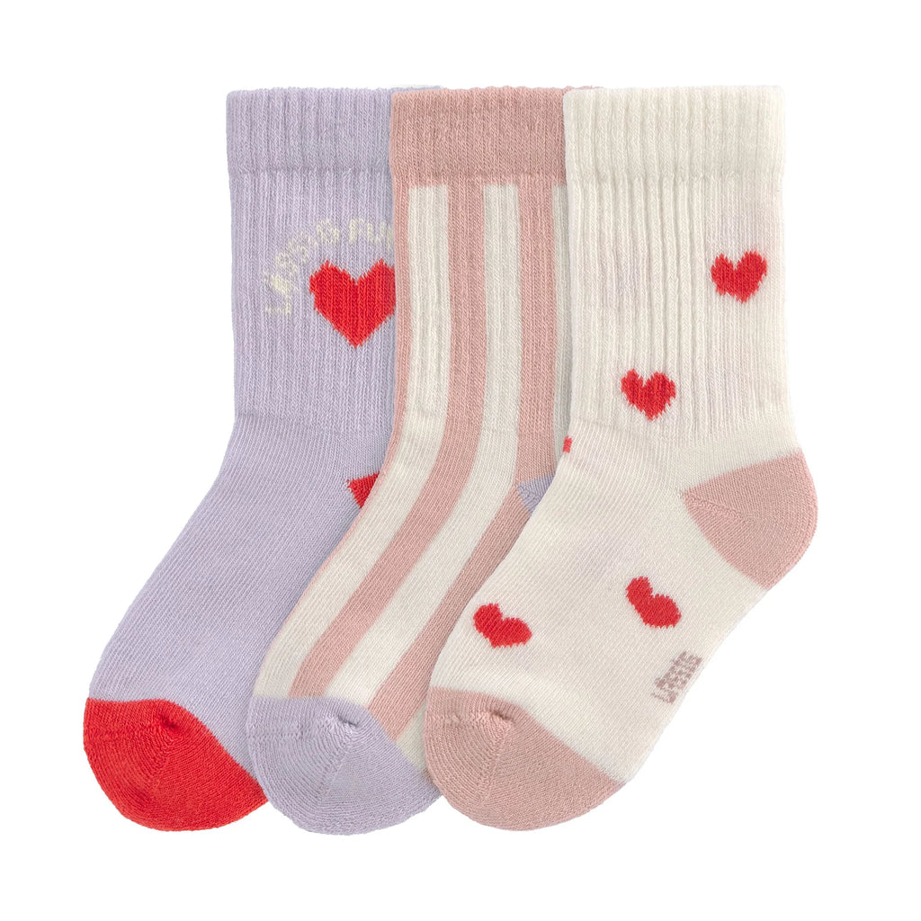 Lässig Kinder Tennis Socken 3er-Set - Bio Baumwolle, Herz