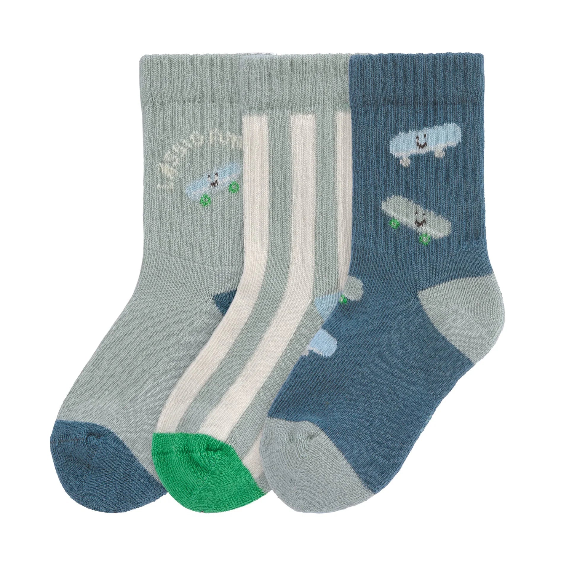 Lässig Kinder Tennis Socken 3er-Set - Bio Baumwolle, Skateboard
