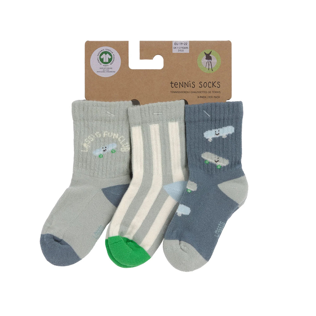 Lässig Kinder Tennis Socken 3er-Set - Bio Baumwolle, Skateboard