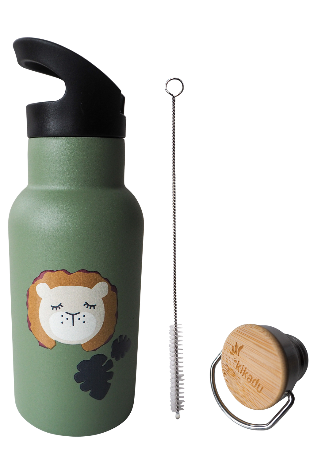 Kikadu Trinkflasche Löwe Olive