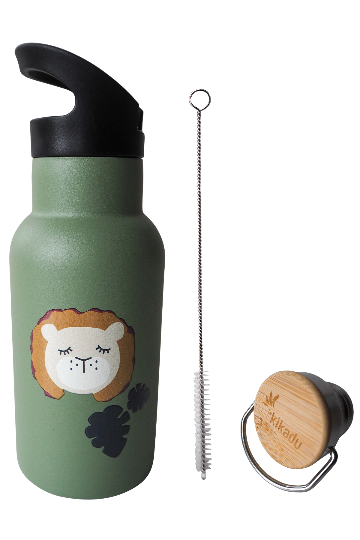 Kikadu Trinkflasche Löwe Olive