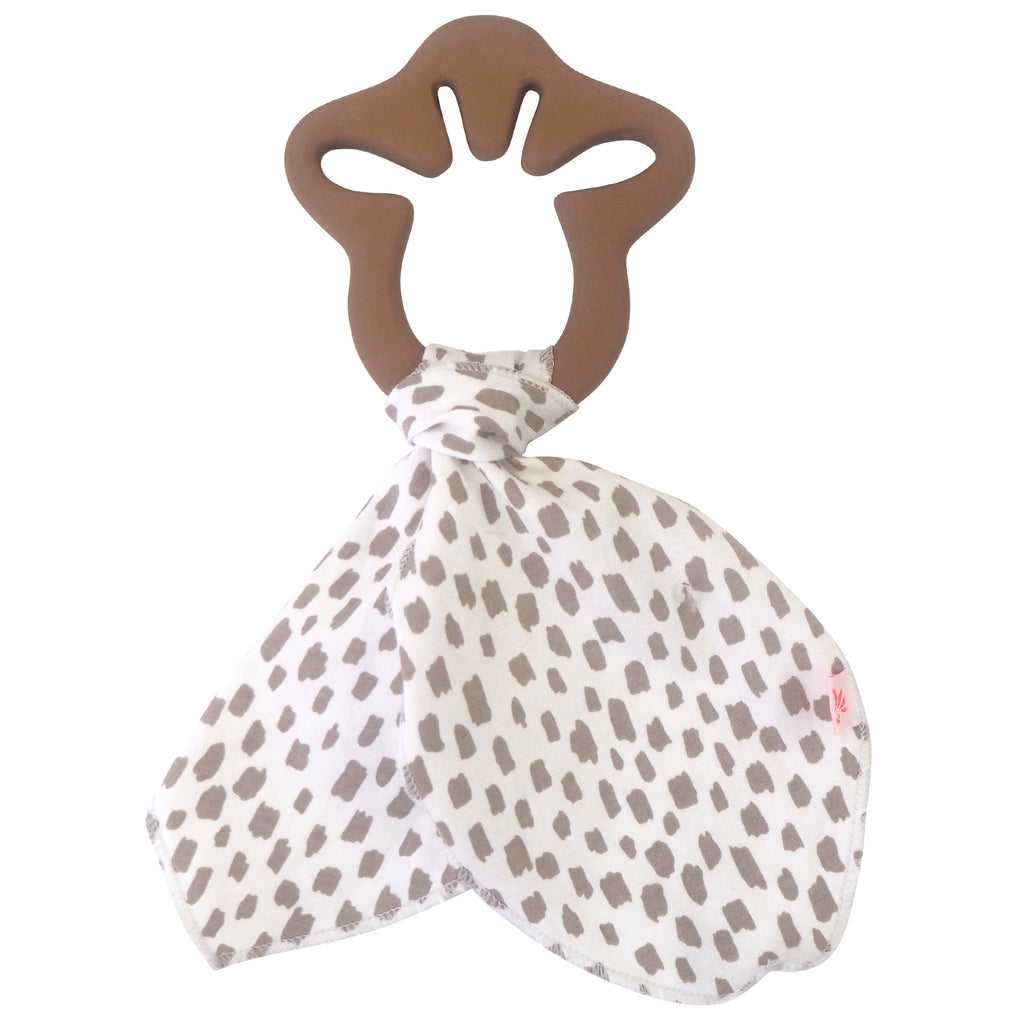 Kikadu Kautschuk-Beißring Giraffe mit Schmusetuch Spots