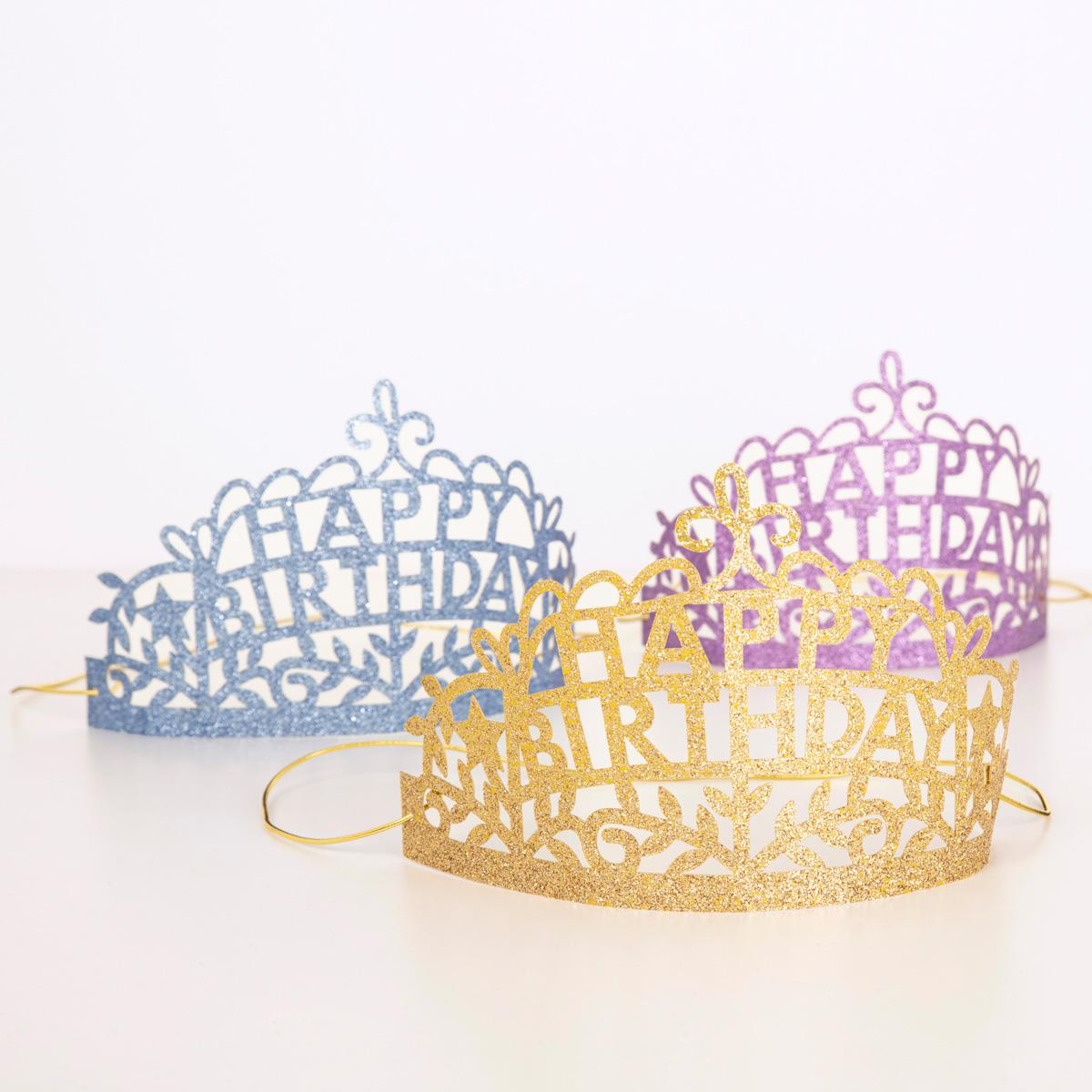 Meri Meri Diademe Happy Birthday (8 Stück)