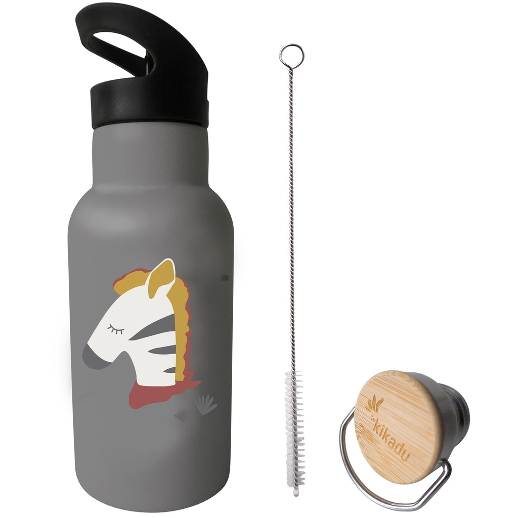 Kikadu Trinkflasche Zebra Grau