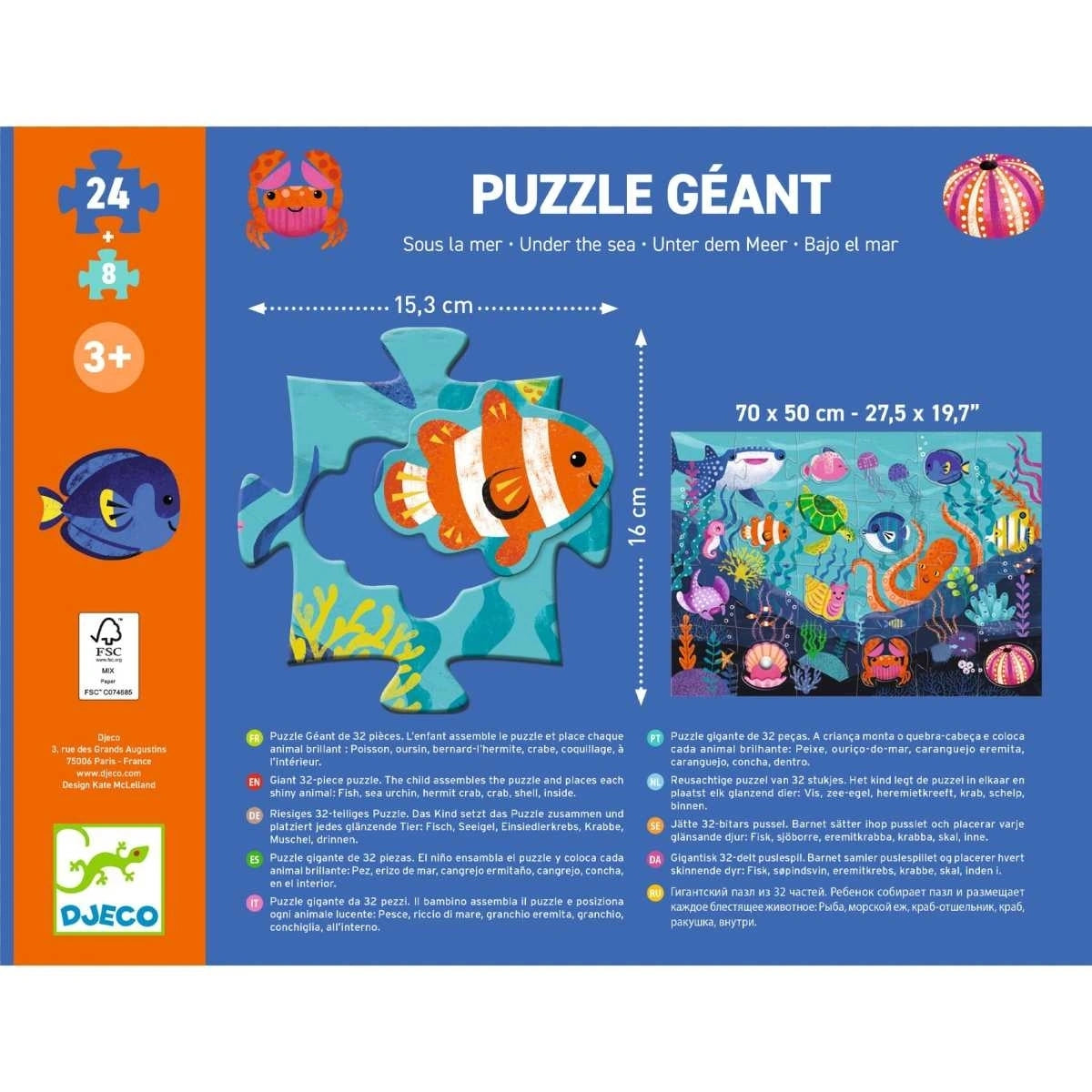 Djeco Puzzle: Tactilo Meer - 24 + 8 Teile