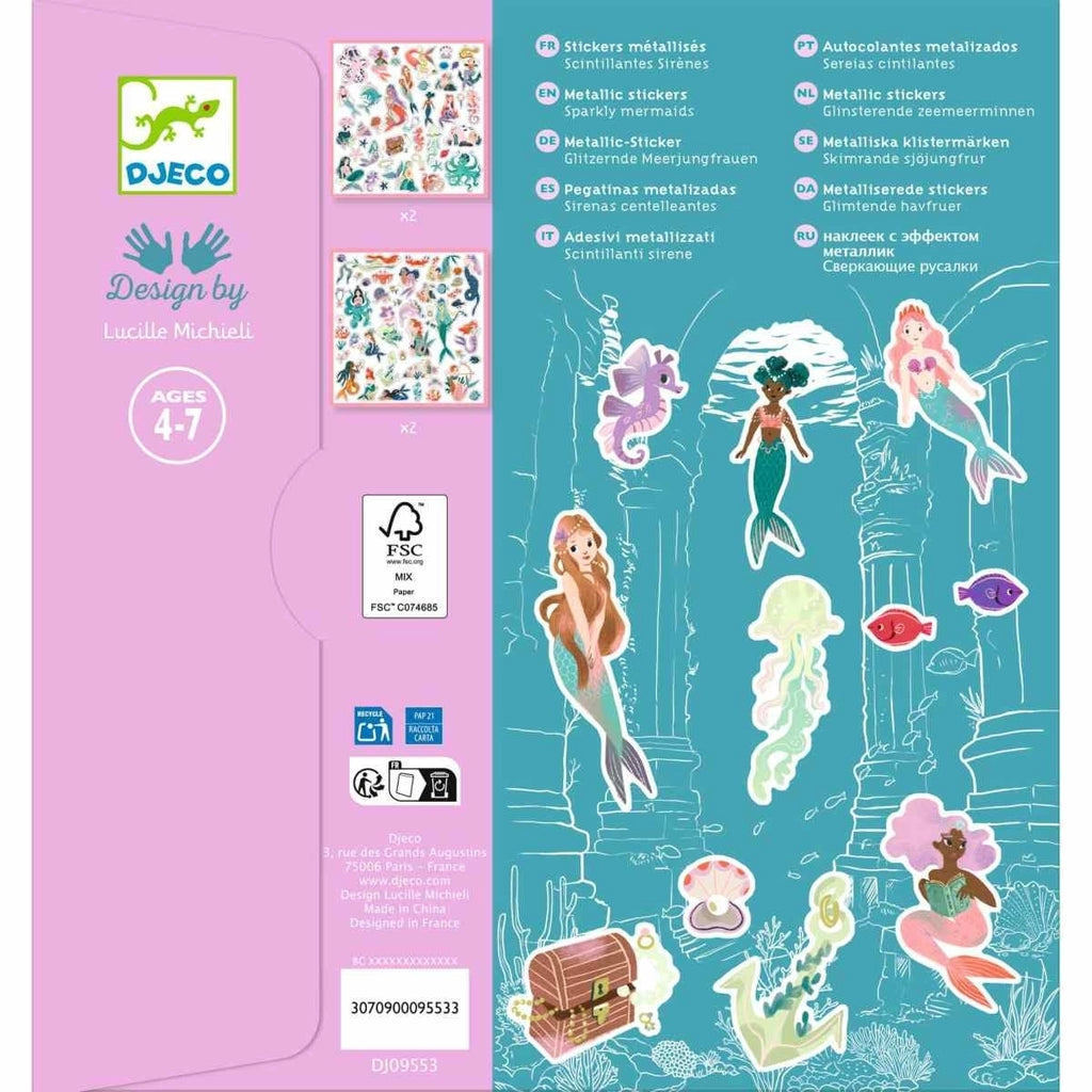 160 Glitzer-Sticker: Meerjungfrauen
