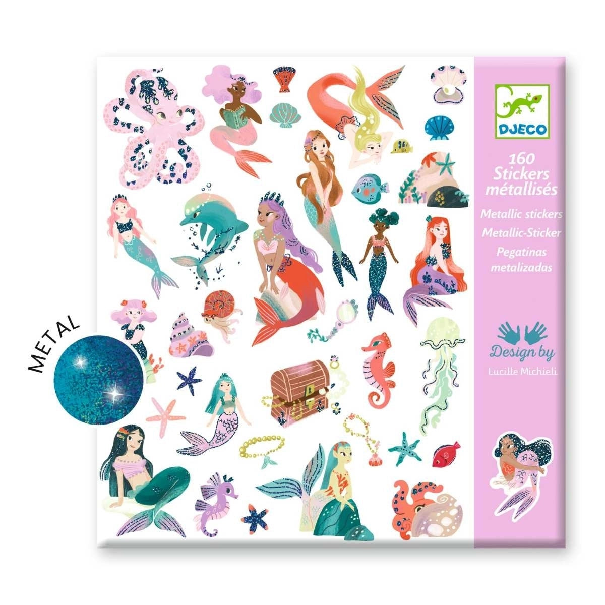 160 Glitzer-Sticker: Meerjungfrauen
