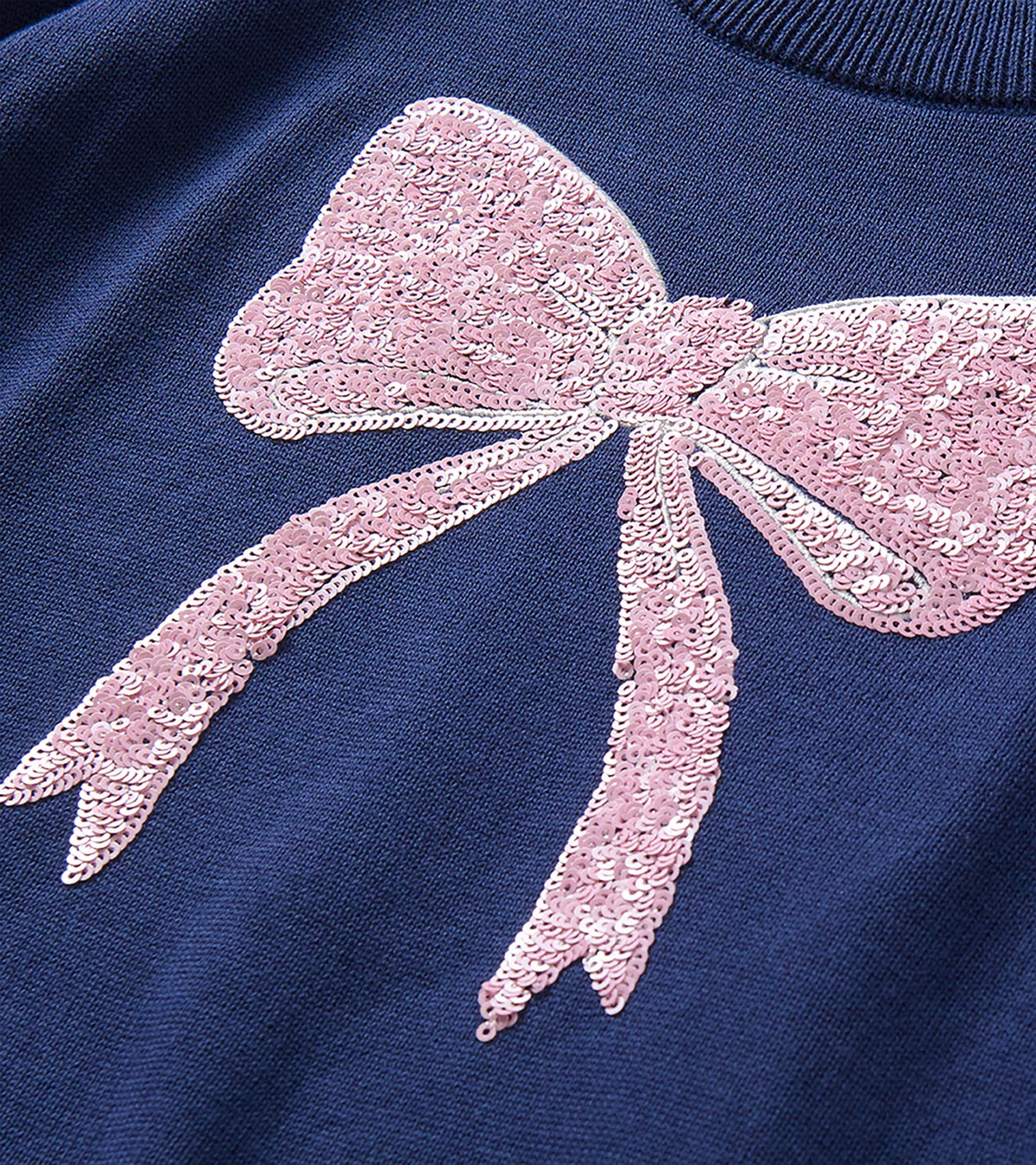 Hatley Pink Bow Sequin Crew Neck Sweater