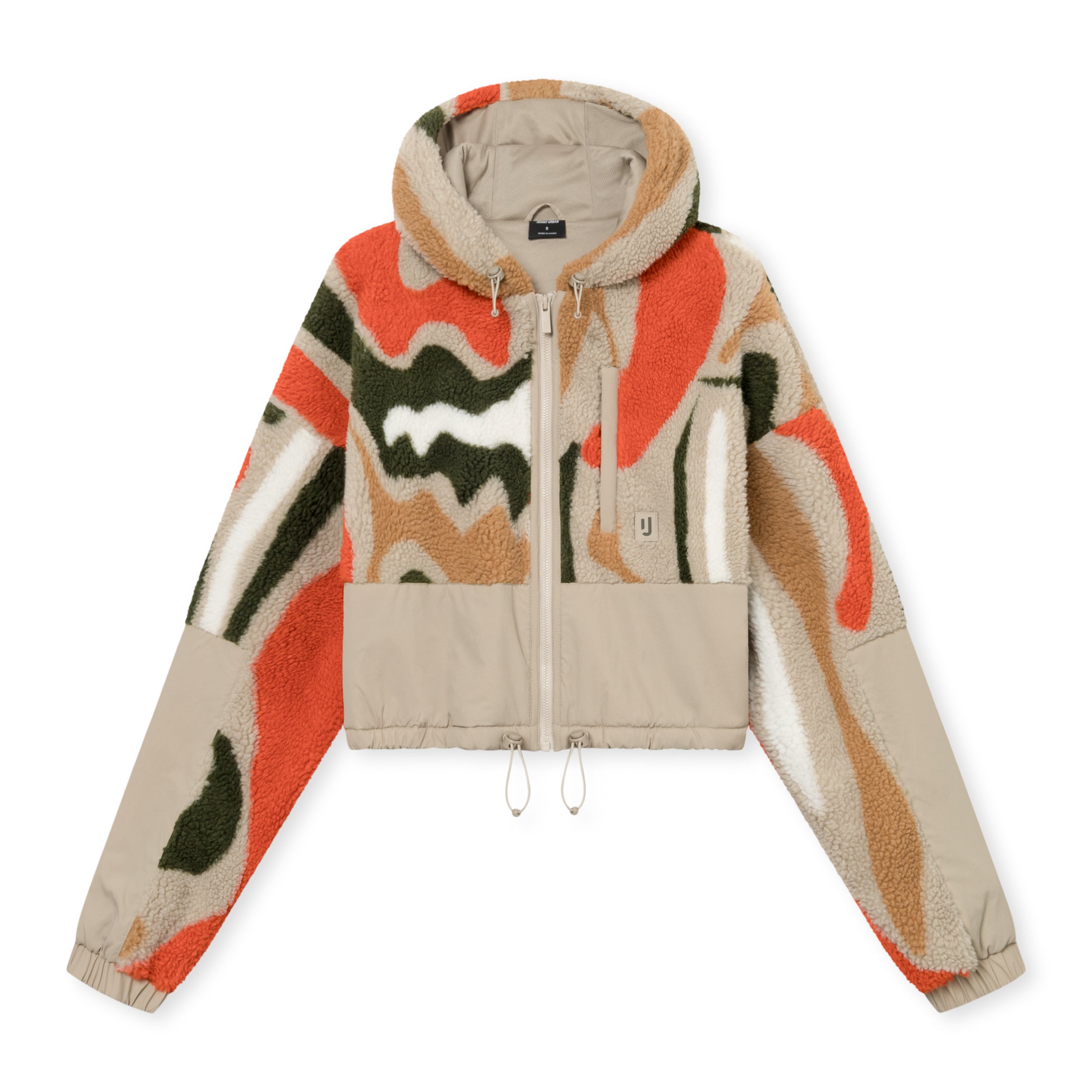 Cropped Teddy Jacket Carey Beige Print