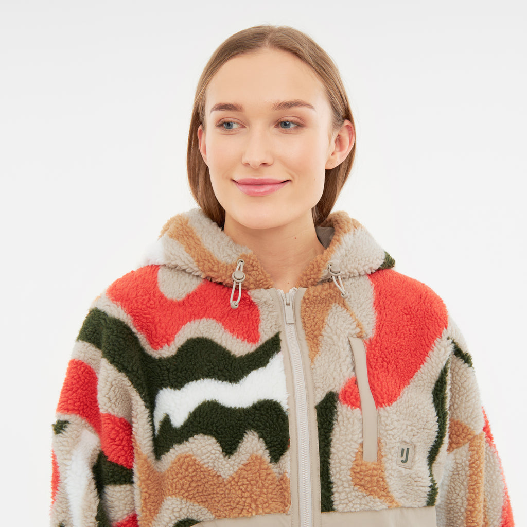 Cropped Teddy Jacket Carey Beige Print