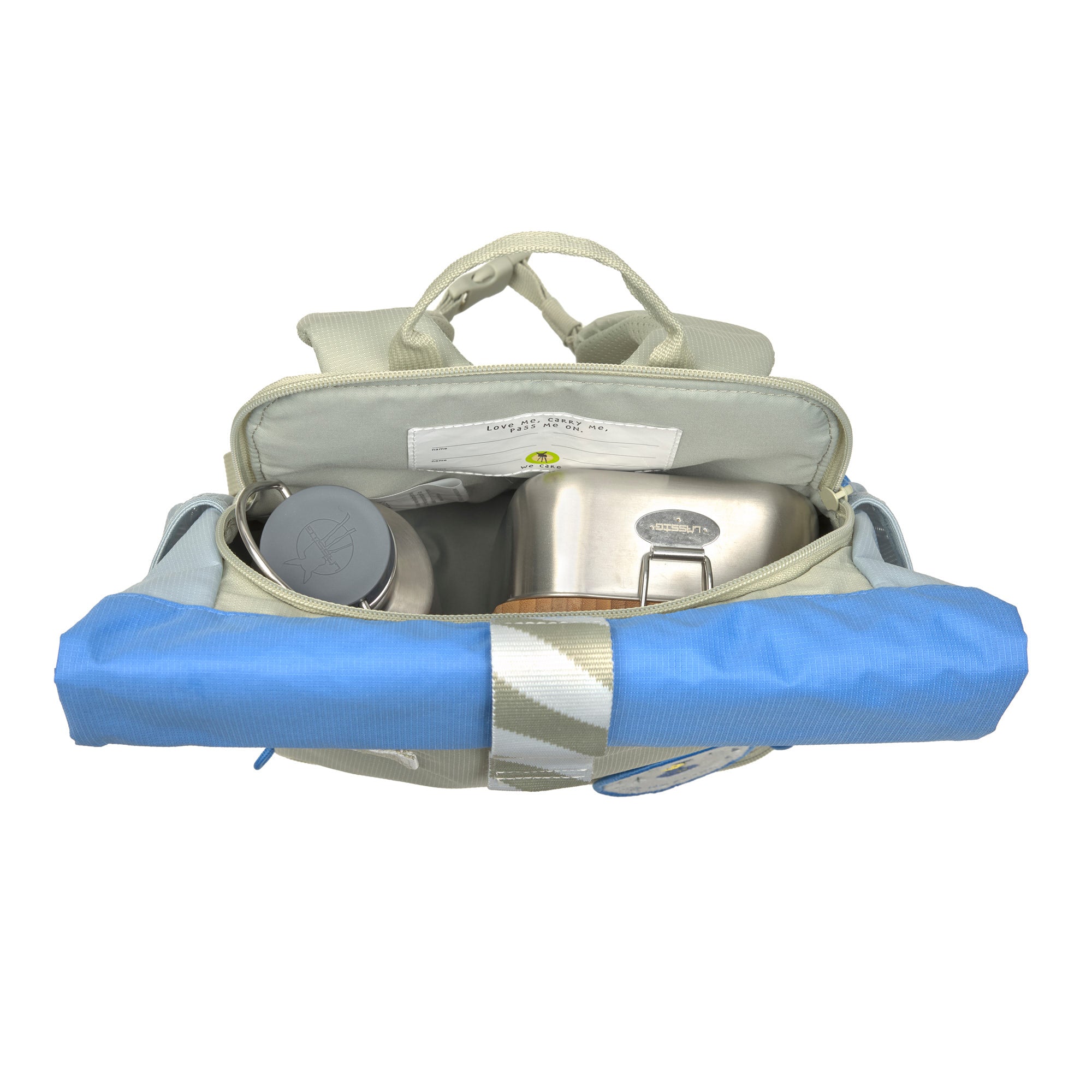 Lässig Kindergartenrucksack Rolltop - Sunny Explorer, Grün Blau