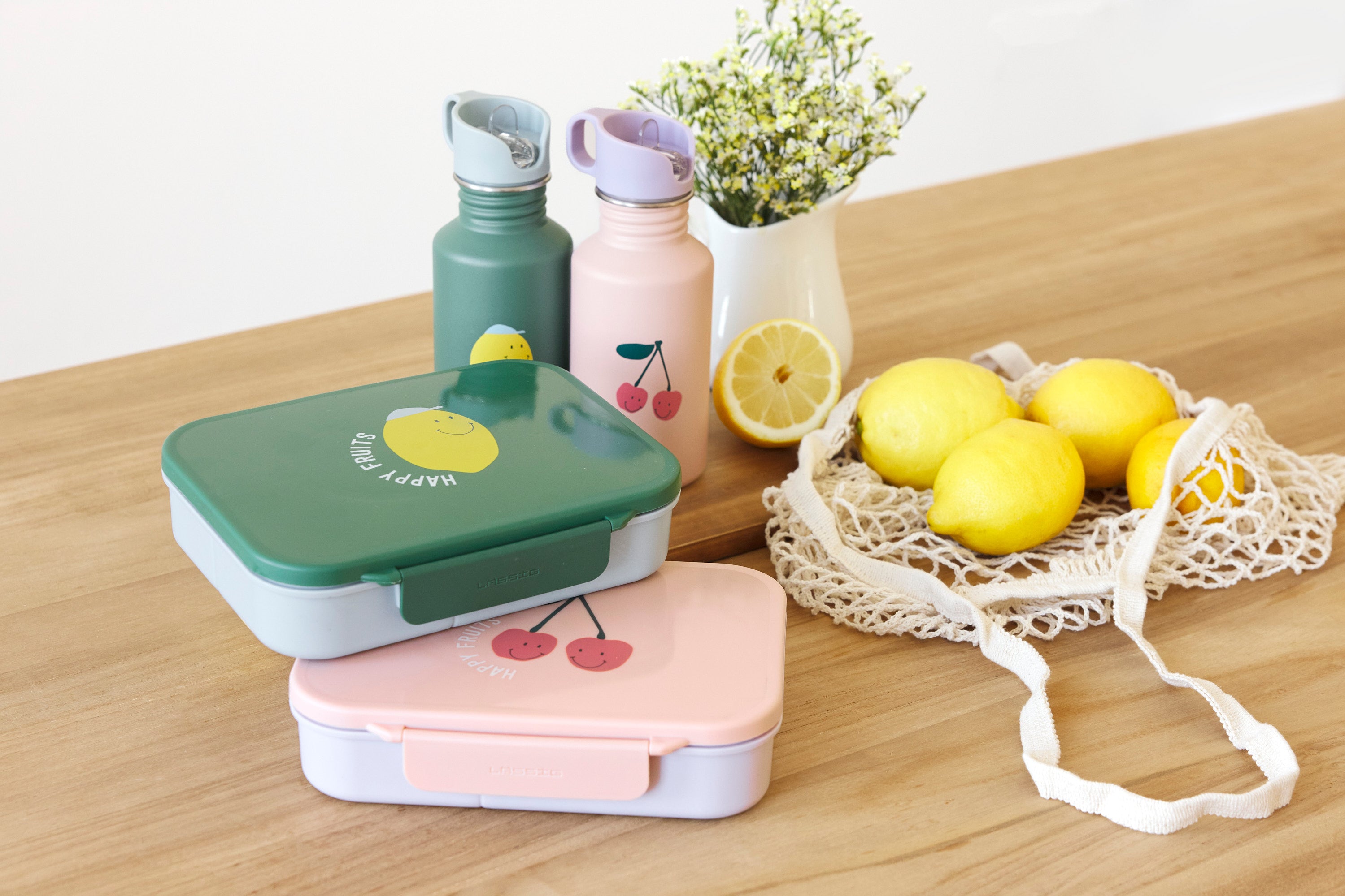 Lässig Brotdose Kinder - Bento Lunchbox, Happy Fruits Kirsche