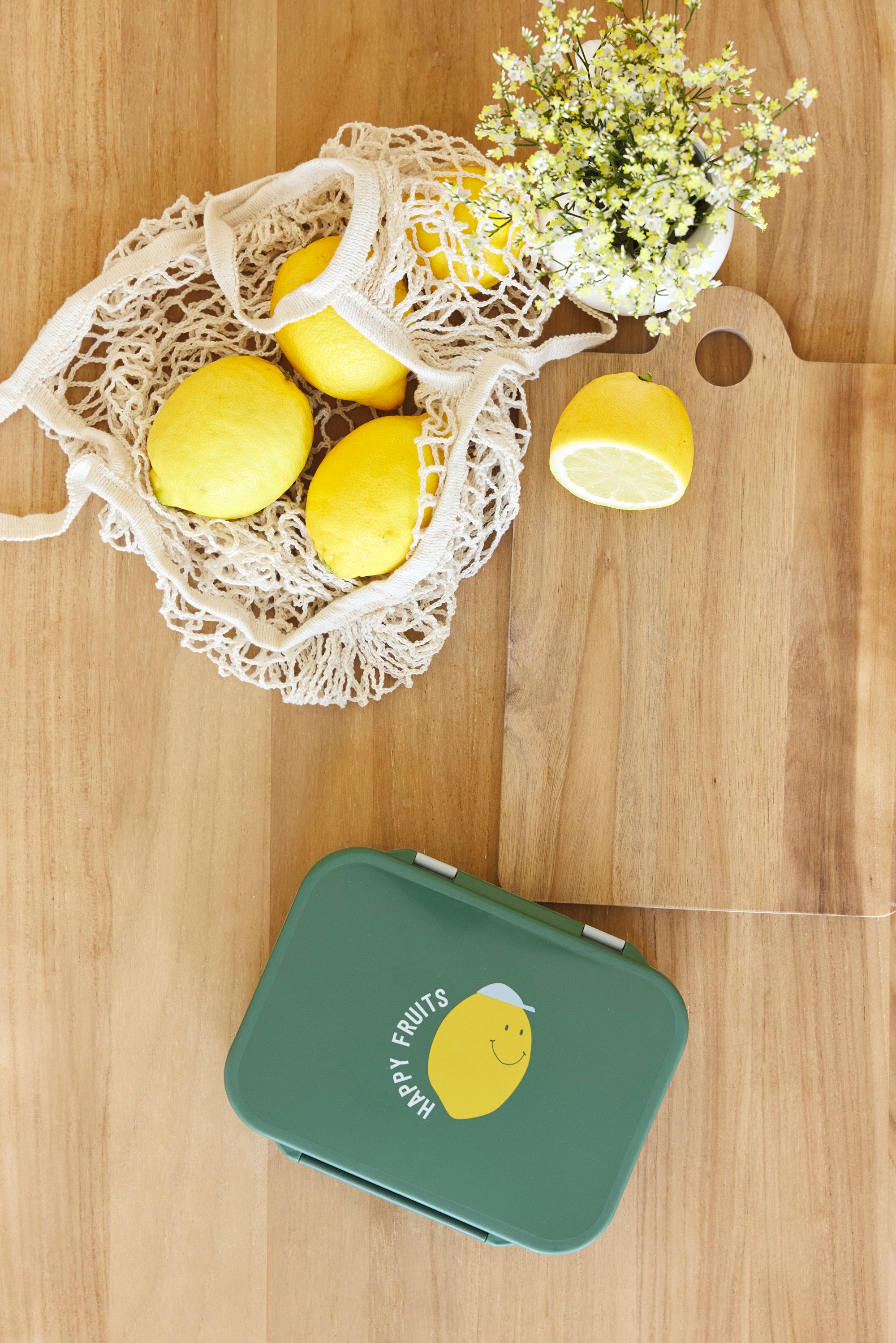 Lässig Brotdose Kinder - Bento Lunchbox, Happy Fruits Zitrone