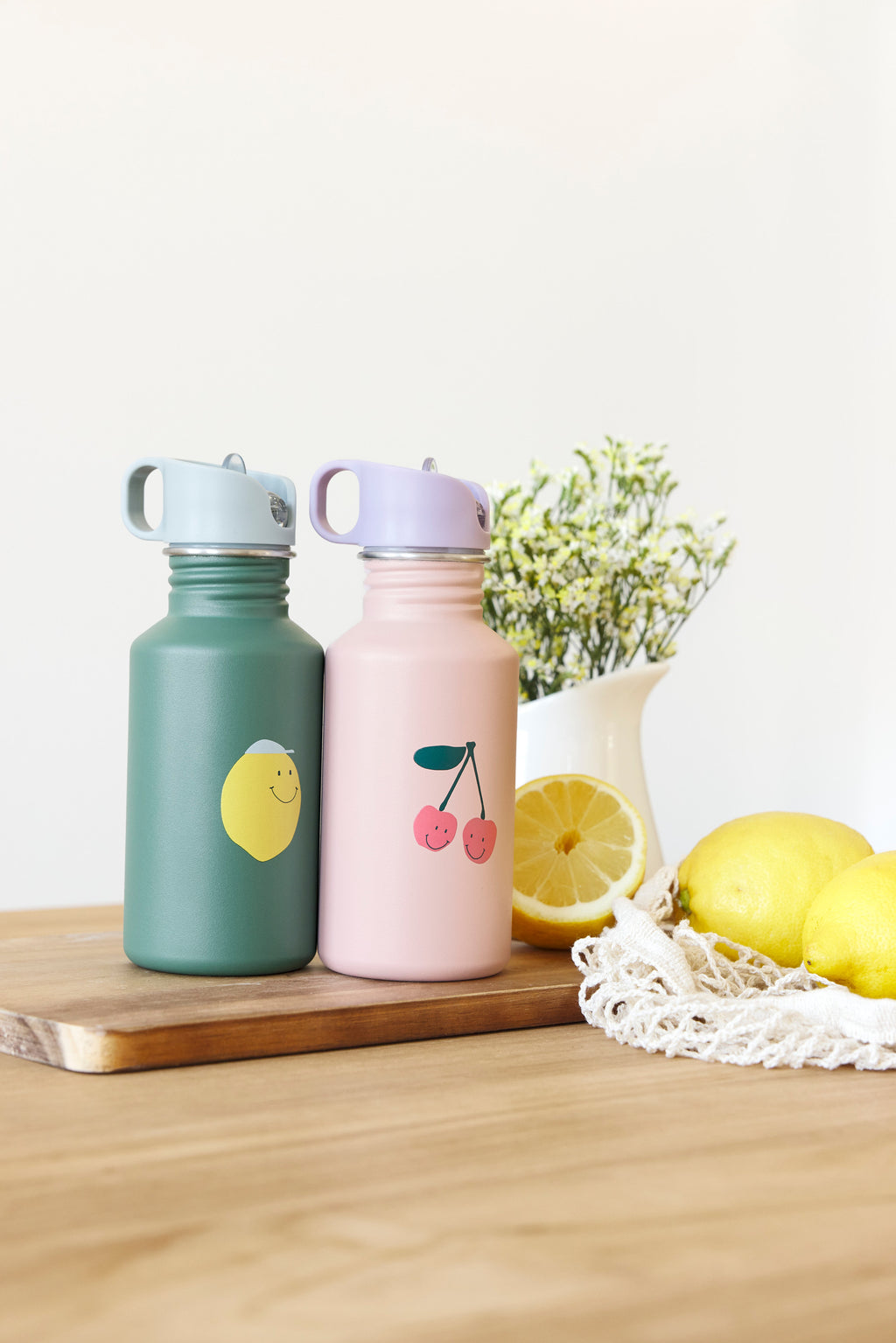 Lässig Edelstahl Kinder Trinkflasche 500 ml - Happy Fruits, Kirsche