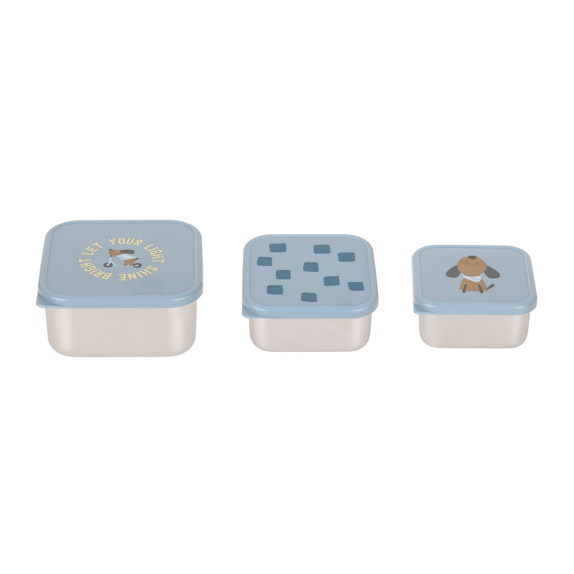 Lässig Snackbox Stainless Steel 3 pcs Pattern Party blue
