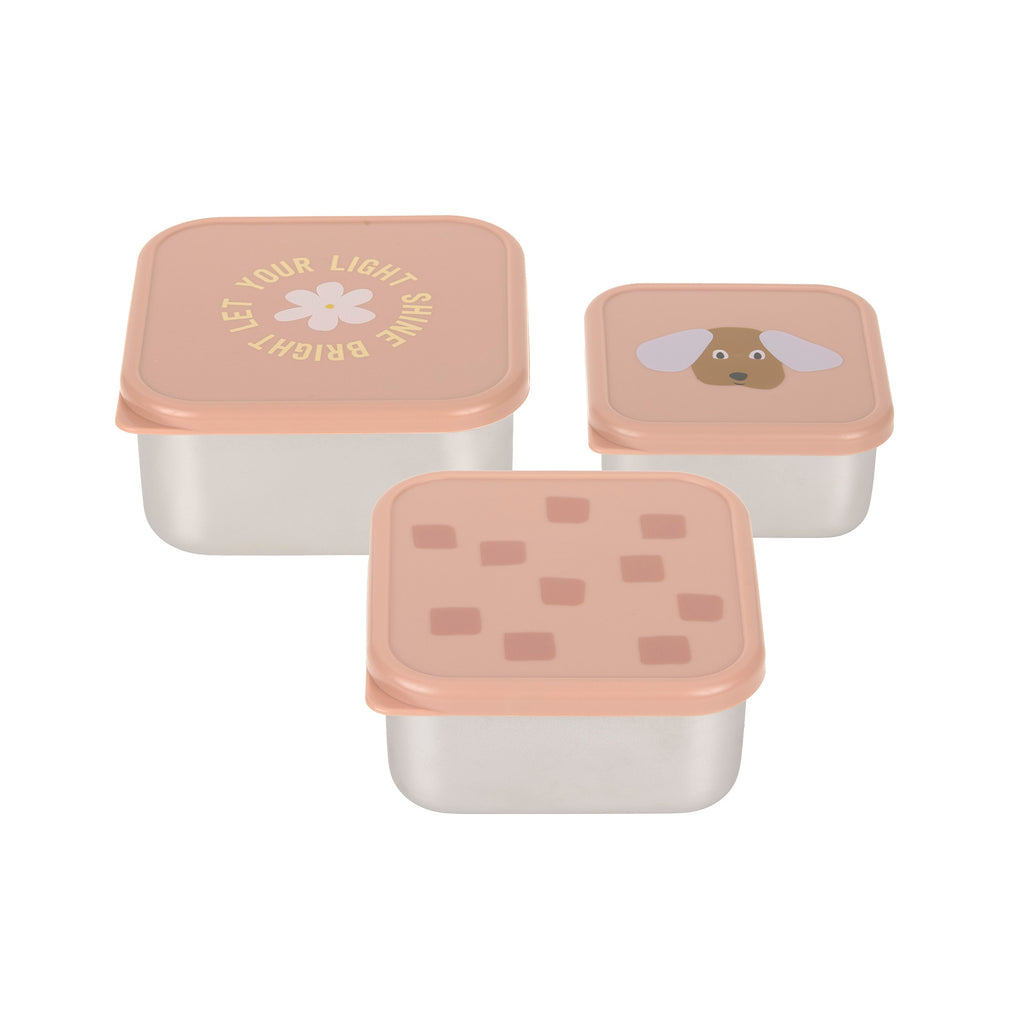Lässig Snackbox Stainless Steel 3 pcs Pattern Party rose