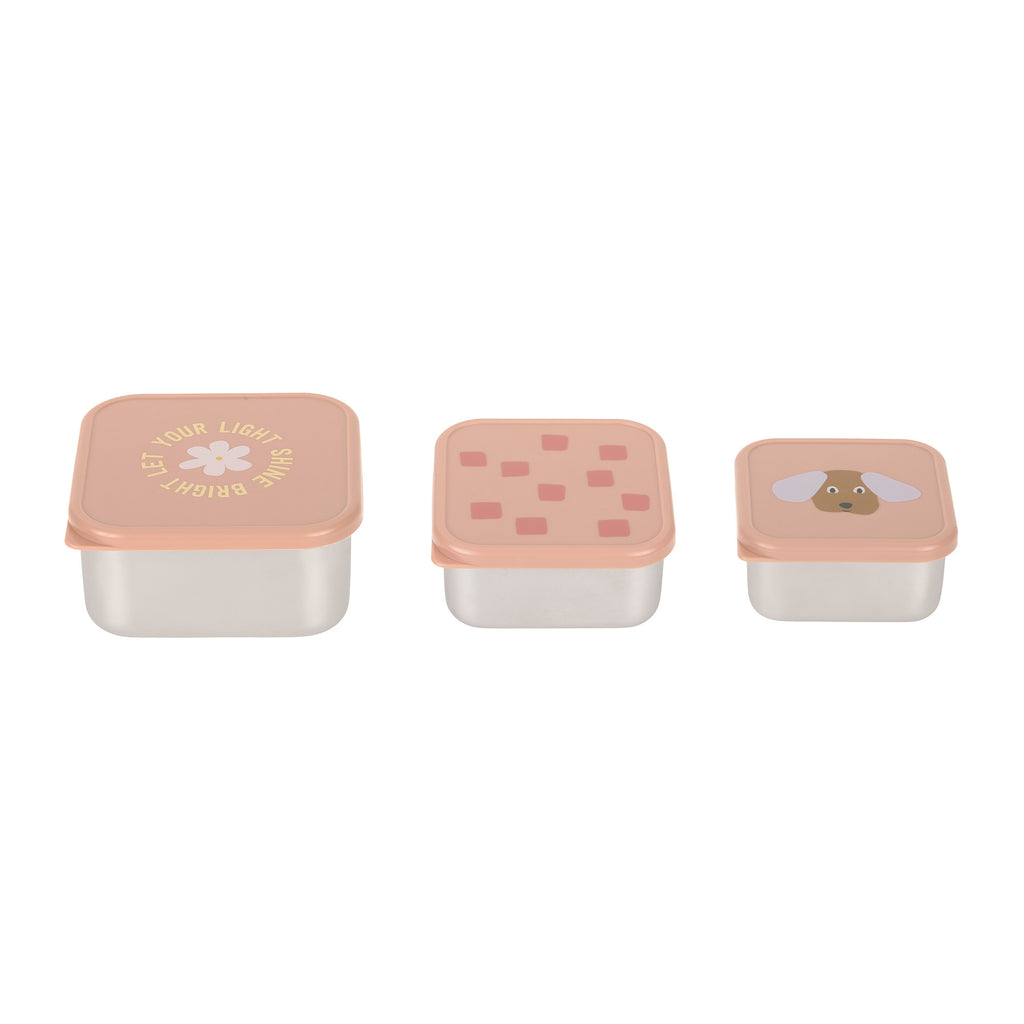 Lässig Snackbox Stainless Steel 3 pcs Pattern Party rose