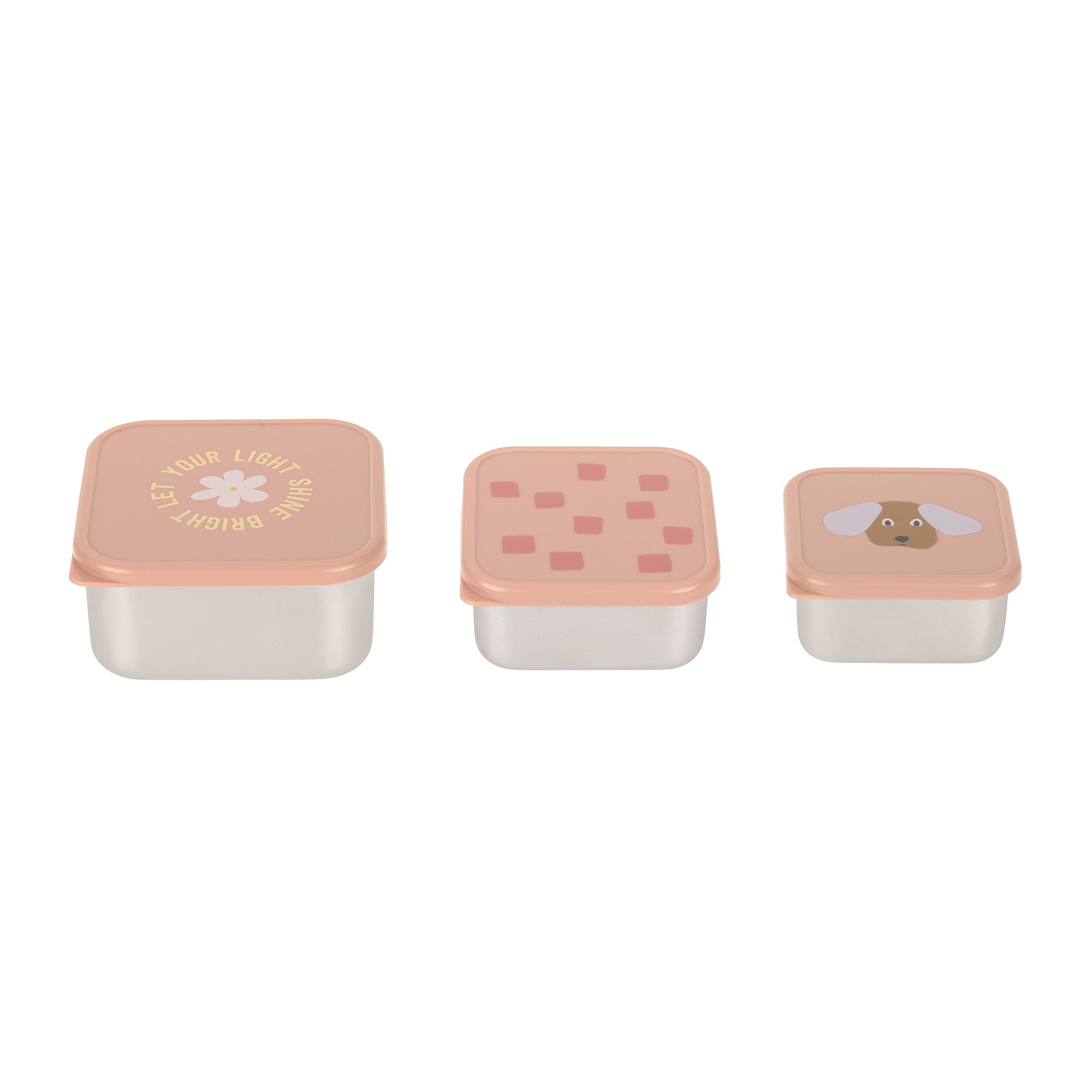 Lässig Snackbox Stainless Steel 3 pcs Pattern Party rose