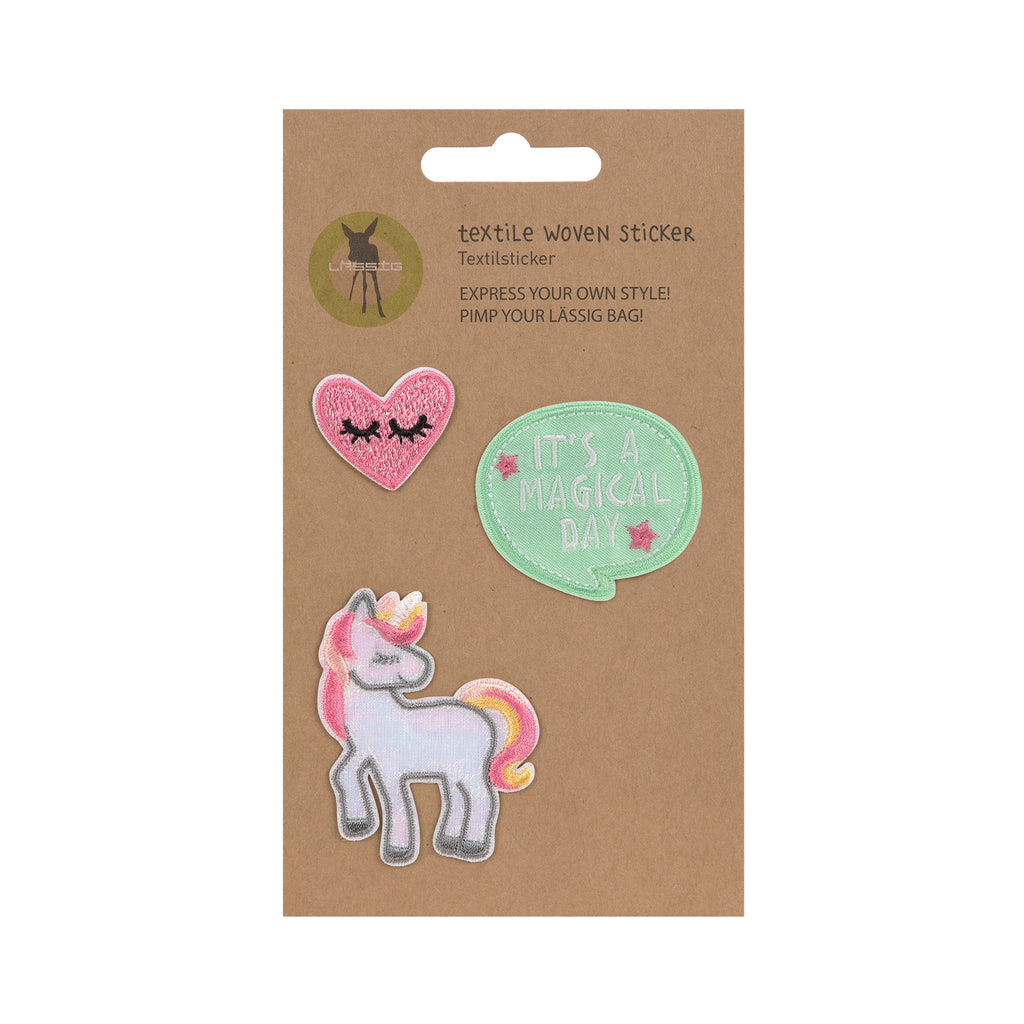 Lässig Textil-Sticker (3 Stk) - Schul Set Unique, Einhorn