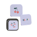 Lässig Snackbox Kinder (3er Set) - Edelstahl Brotdose, Happy Fruits, Kirsche