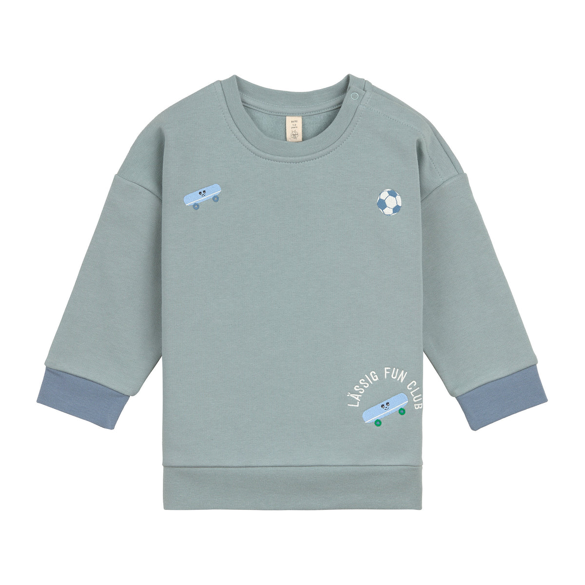 Lässig KINDER PULLOVER - BIO BAUMWOLLE, SKATEBOARD GRANIT GRÜN