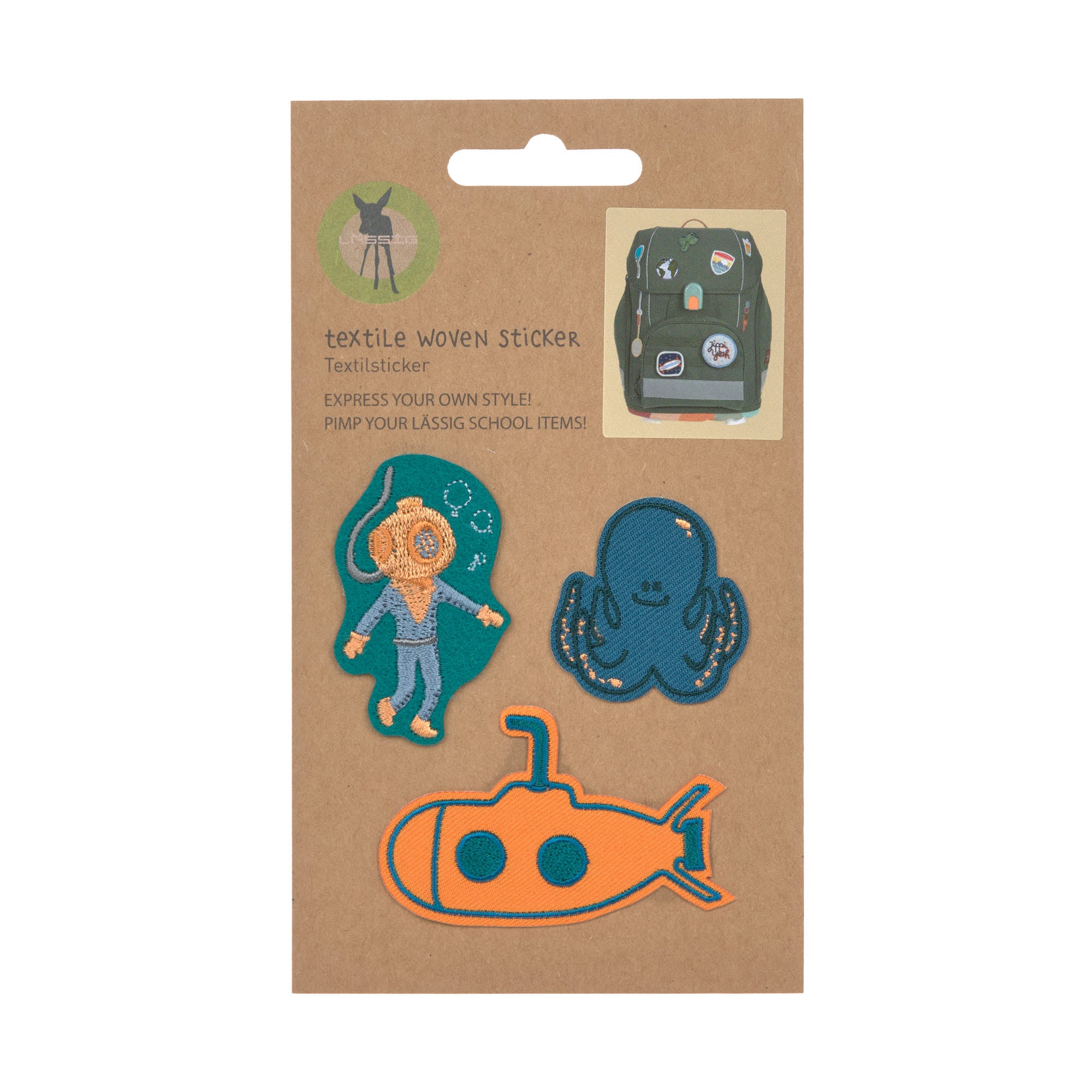 Lässig Textil-Sticker (3 Stk) - Stick on, Tiefsee
