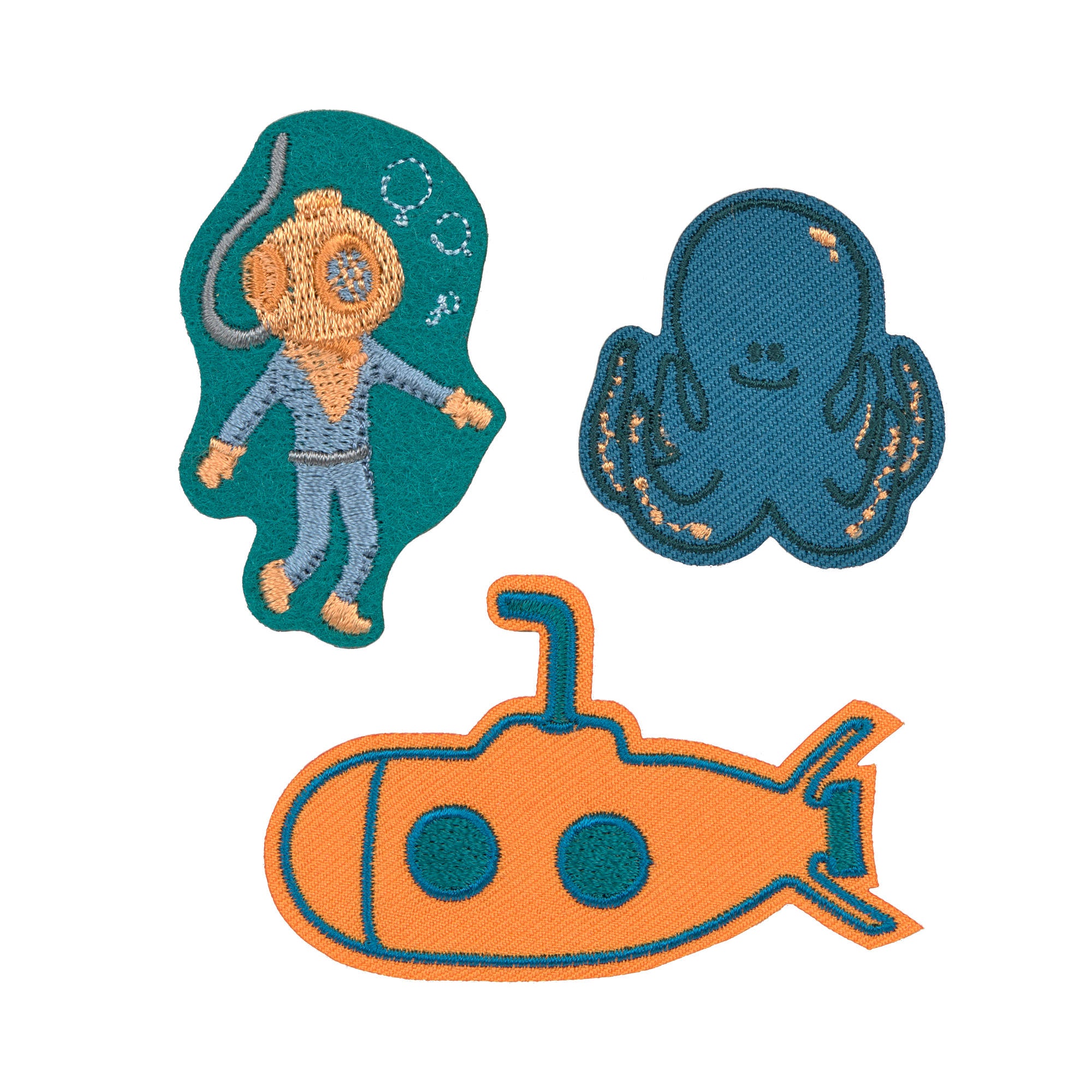 Lässig Textil-Sticker (3 Stk) - Stick on, Tiefsee