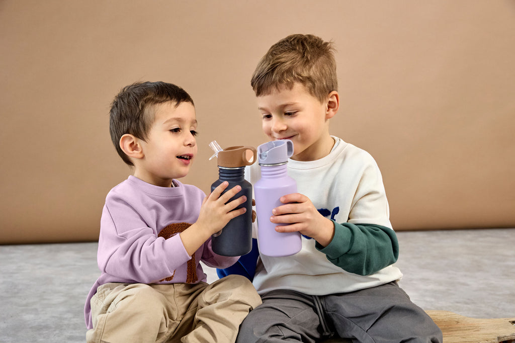 Lässig Edelstahl Kinder Trinkflasche - Little Gang, Herz, Lila