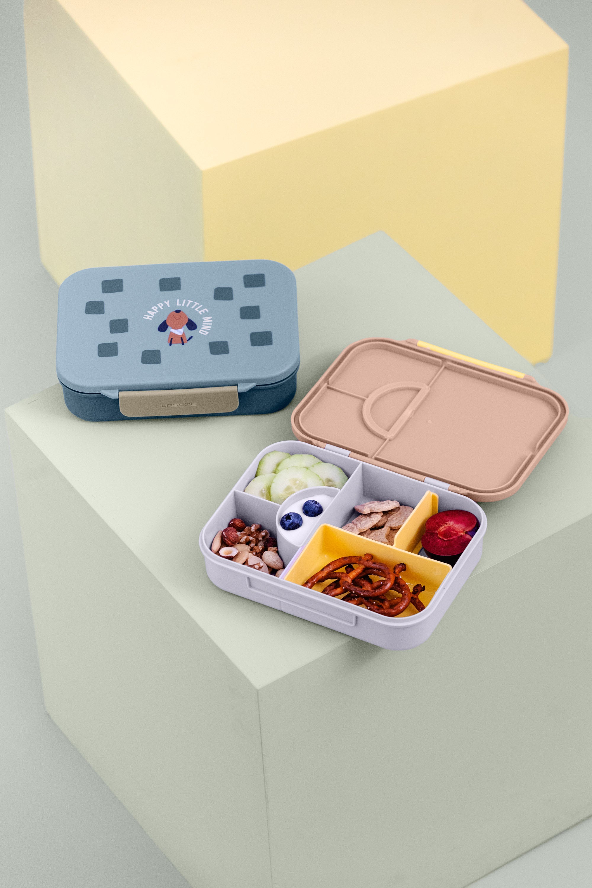 Lässig Brotdose Kinder - Bento Lunchbox, Pattern Party Blau