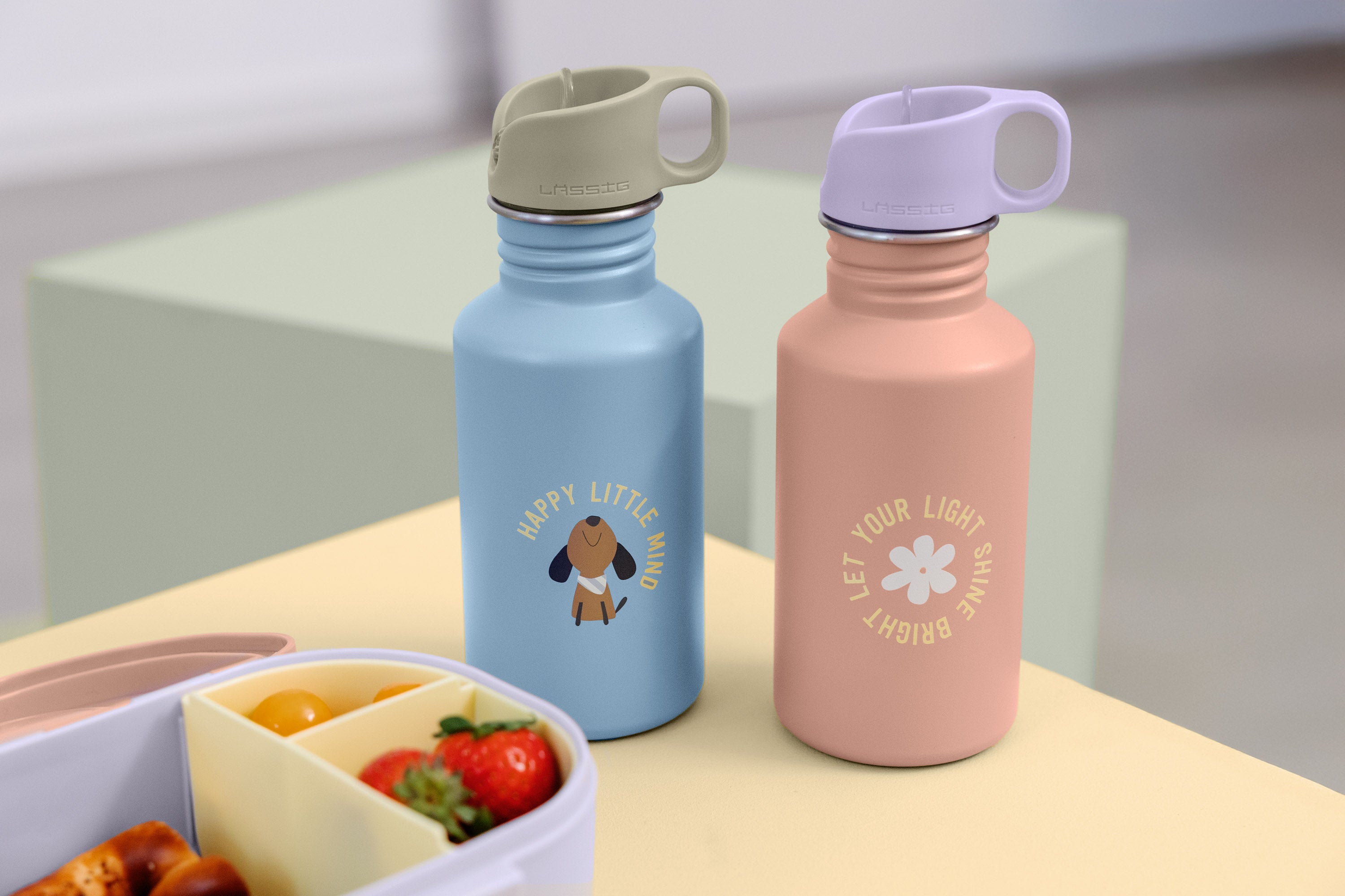 Lässig Edelstahl Kinder Trinkflasche 500 ml - Pattern Party, Rosa