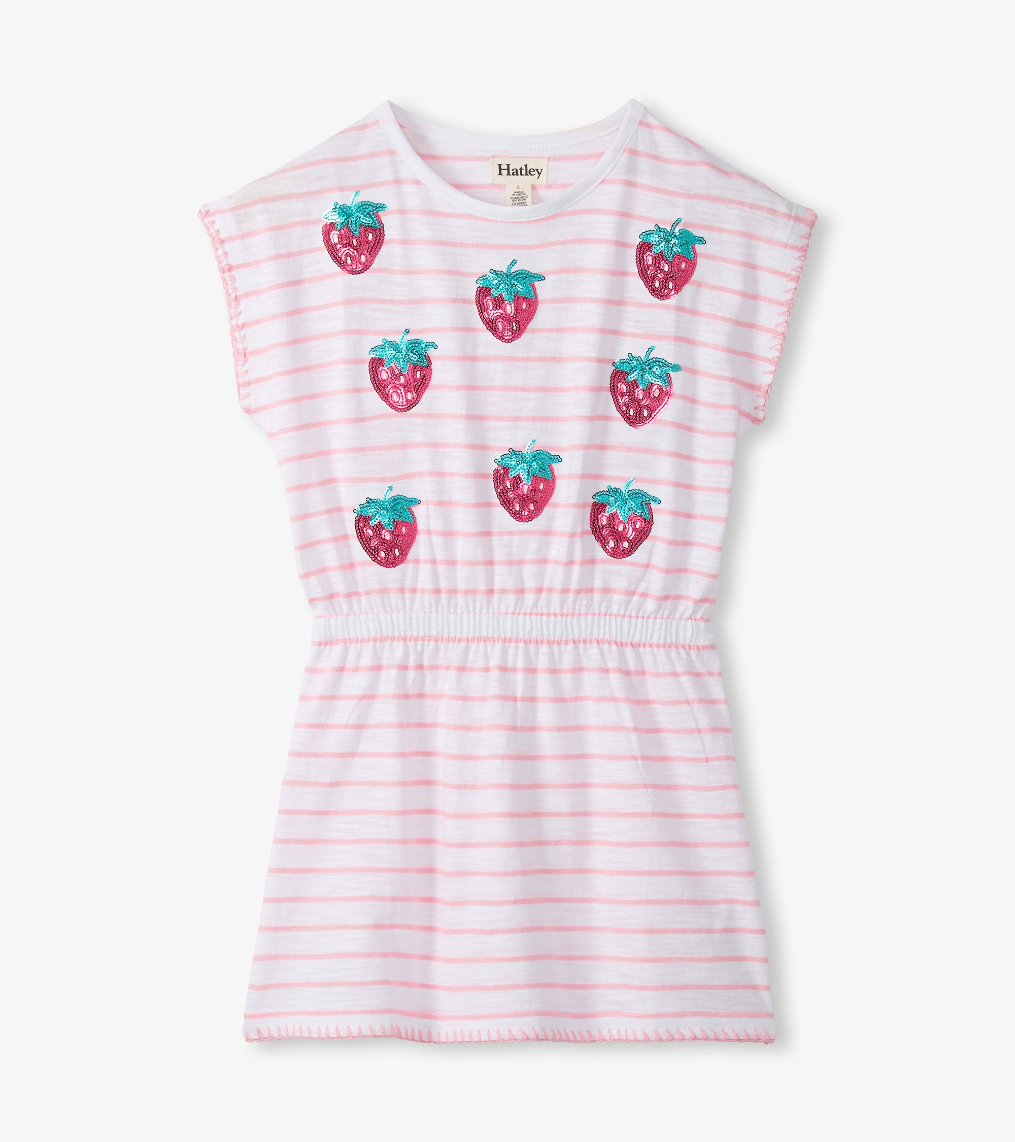 Hatley Strawberry Stripes Cinched Waist Relaxed Dress