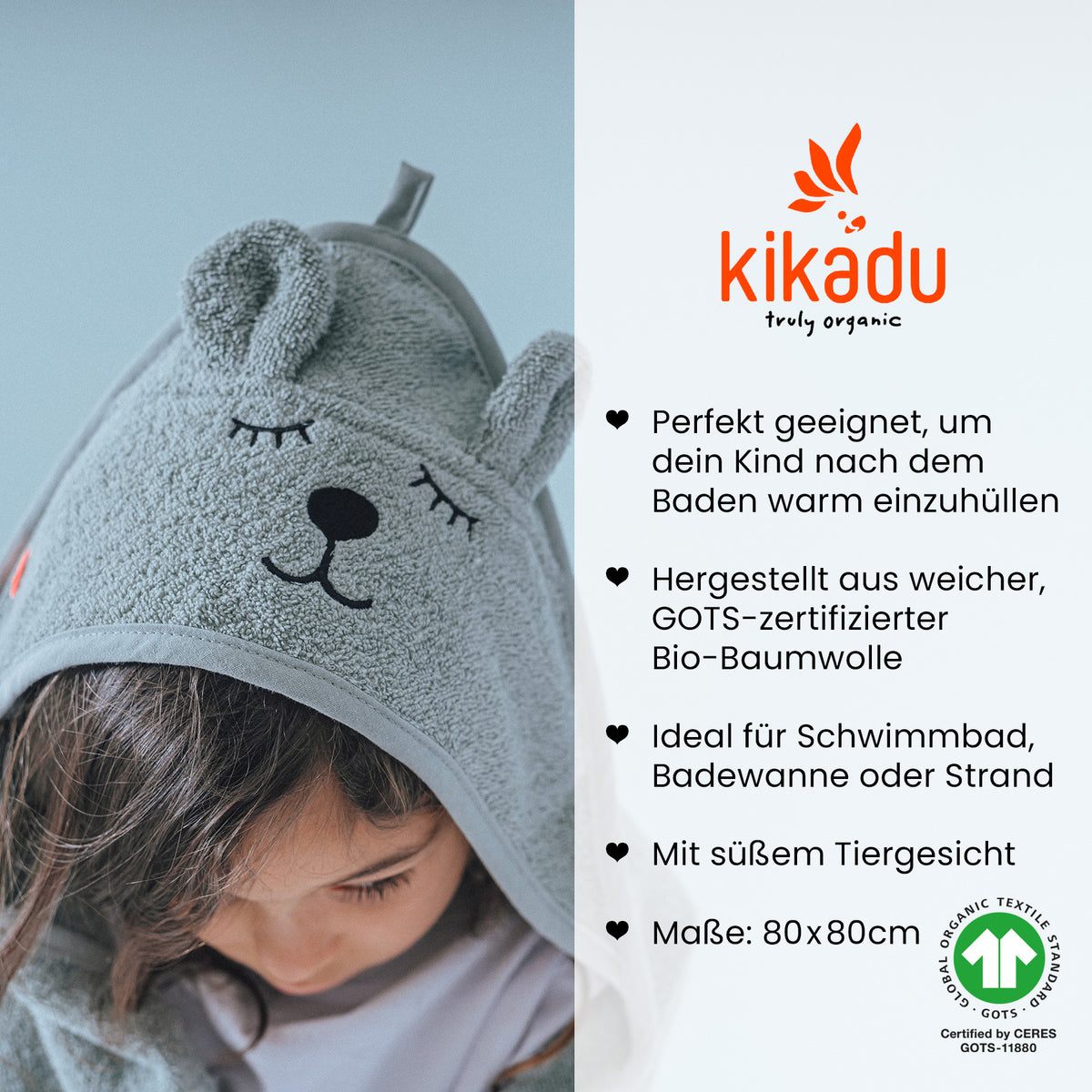Kikadu Kapuzen-Handtuch Eisbär