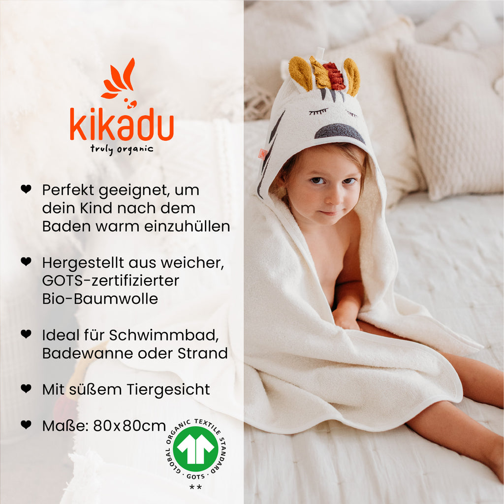 Kikadu Kapuzen-Handtuch Zebra