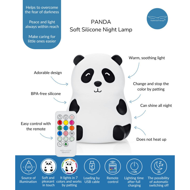 Rabbit & Friends Panda Silicone Lamp with Remote Control